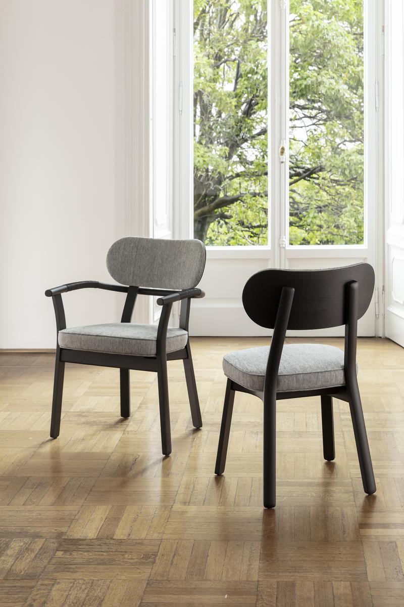 EVELIN Fabric chair and structure in solid ash