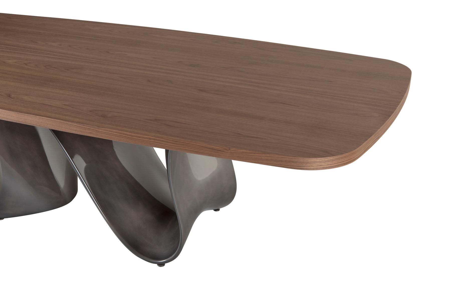 WAVE Rectangular walnut table with Baydur® base