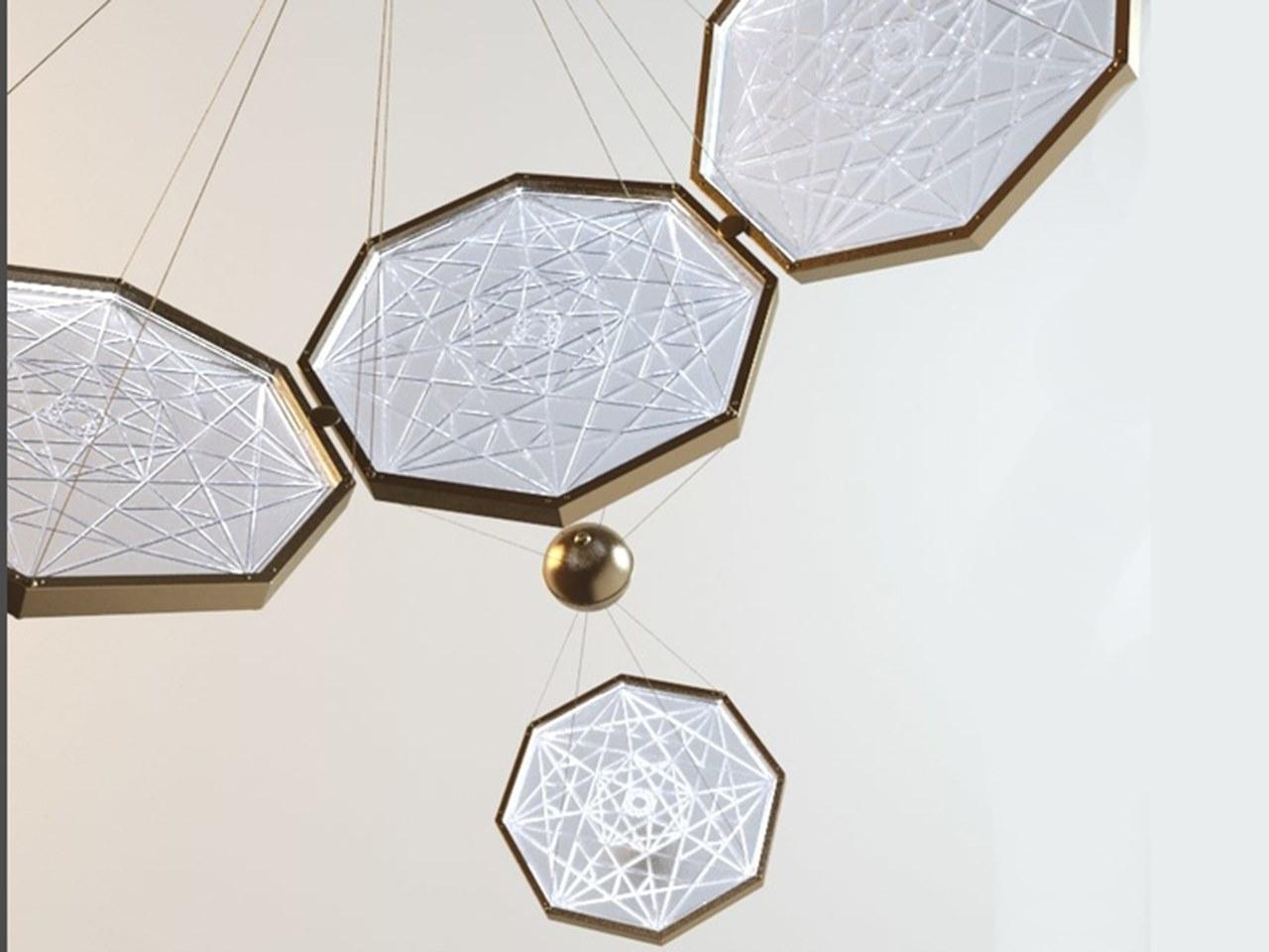 ZEUS LED adjustable crystal and metal pendant lamp