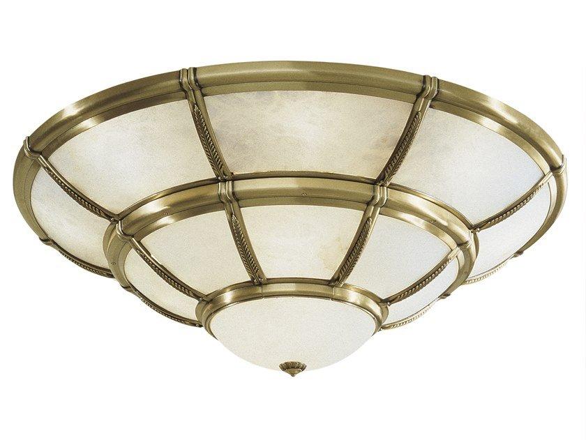 GIOTTO 1898/14-PL Antique Brass ceiling light with opal glass