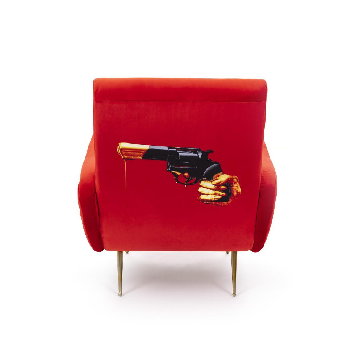 REVOLVER Fabric armchair with armrests