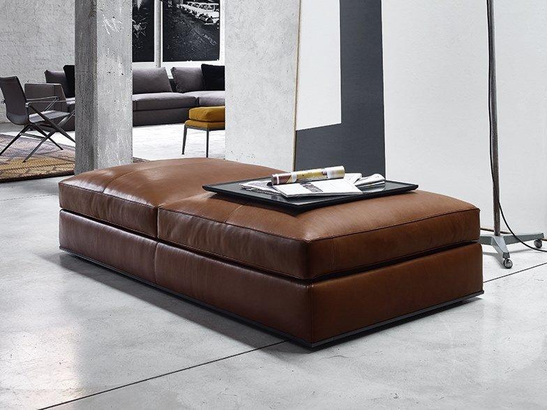 RICHARD Rectangular leather pouf