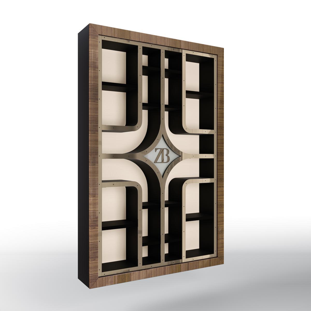 SIRIO Open floating metal bookcase and eucalyptus frame SIRIO Open floating metal bookcase and eucalyptus frame