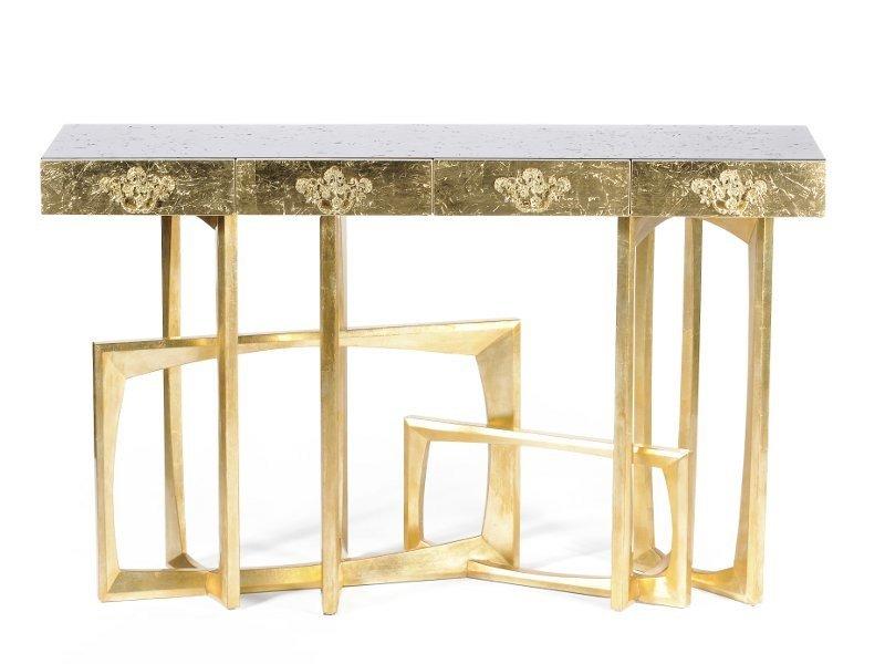 METROPOLIS Rectangular mahogany console table with drawers