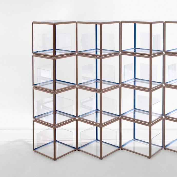 45° Modular square glass coffee table