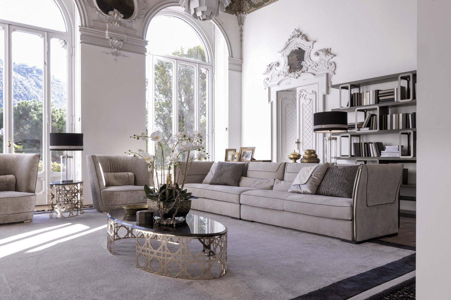 CLIVIO Modular nabuk sofa in a contemporary style