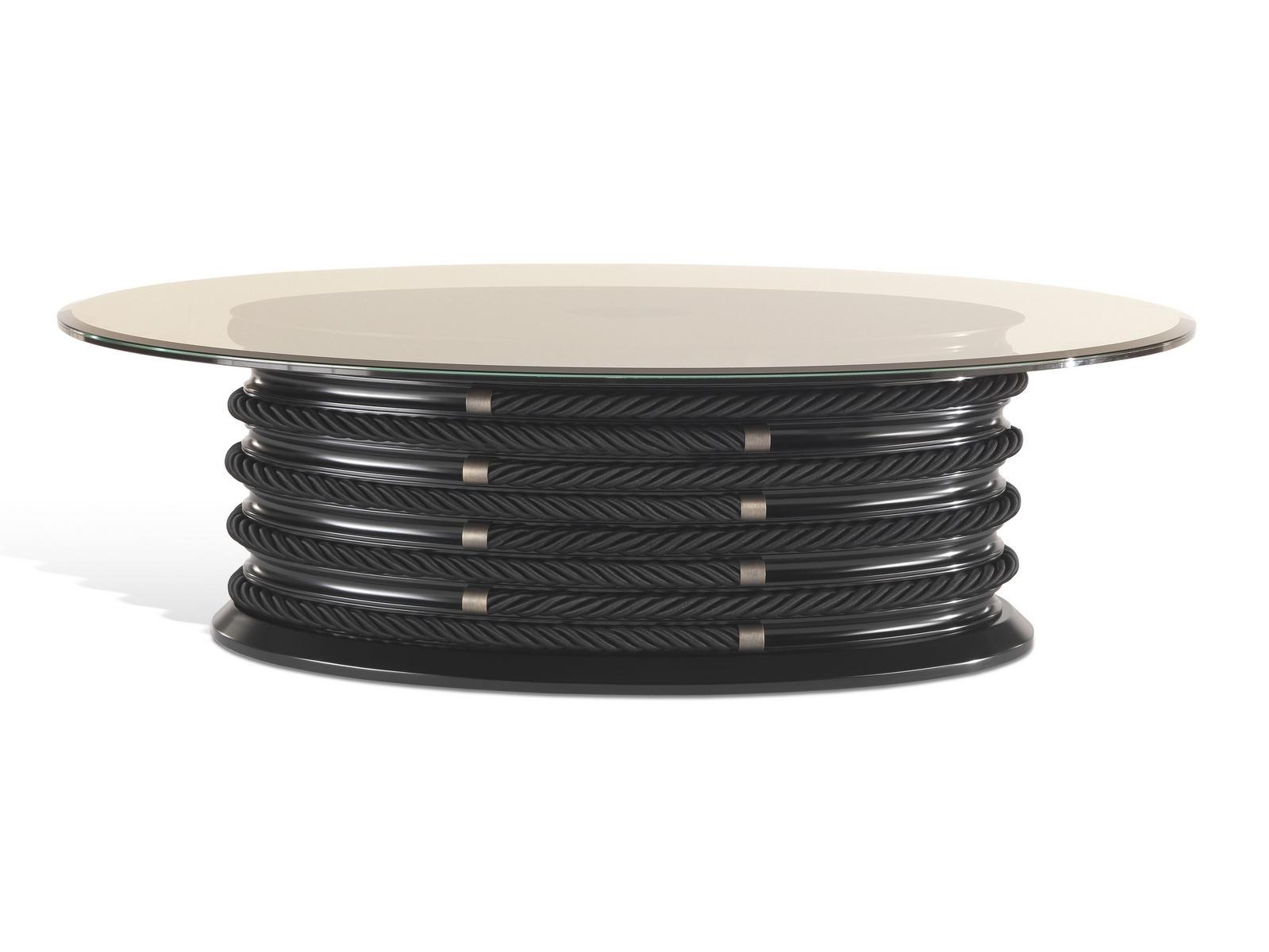 BRICK LANE Oval wood and glass coffee table