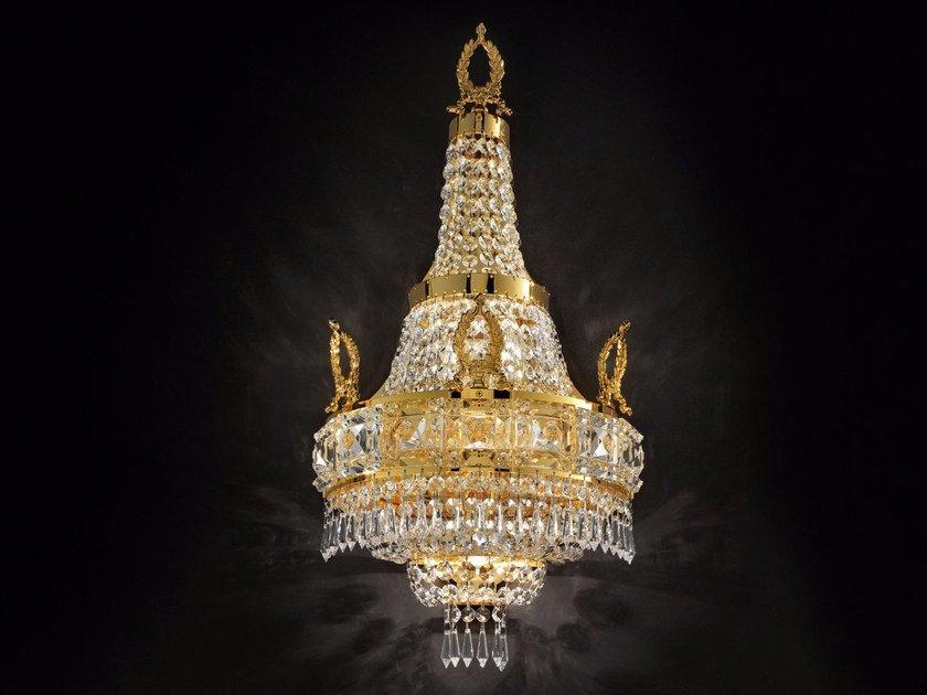 IMPERO & DECO VE 829 A3 Incandescent brass wall light with crystals