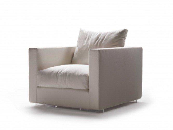 MAGNUM Fabric armchair with removable cover with armrests