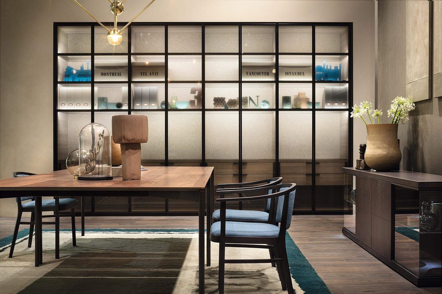 LUCE Rectangular aluminium and wood table
