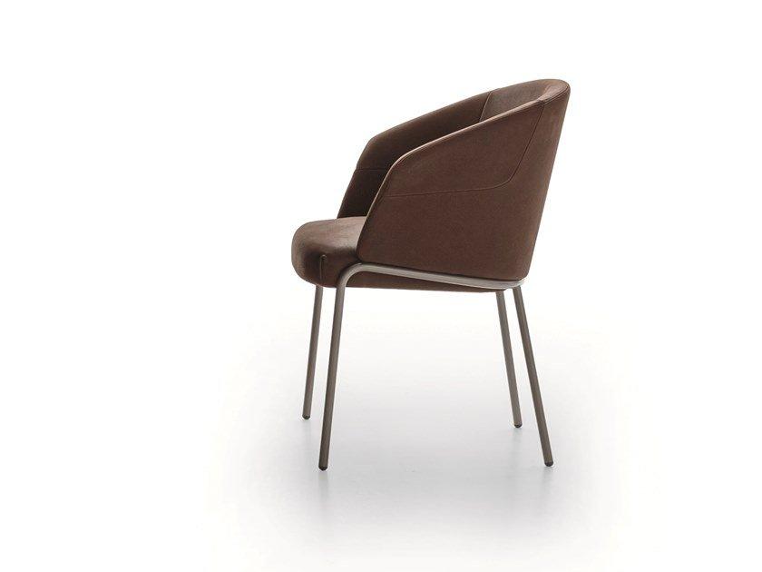 CENTRAL PARK Leather chair with armrests