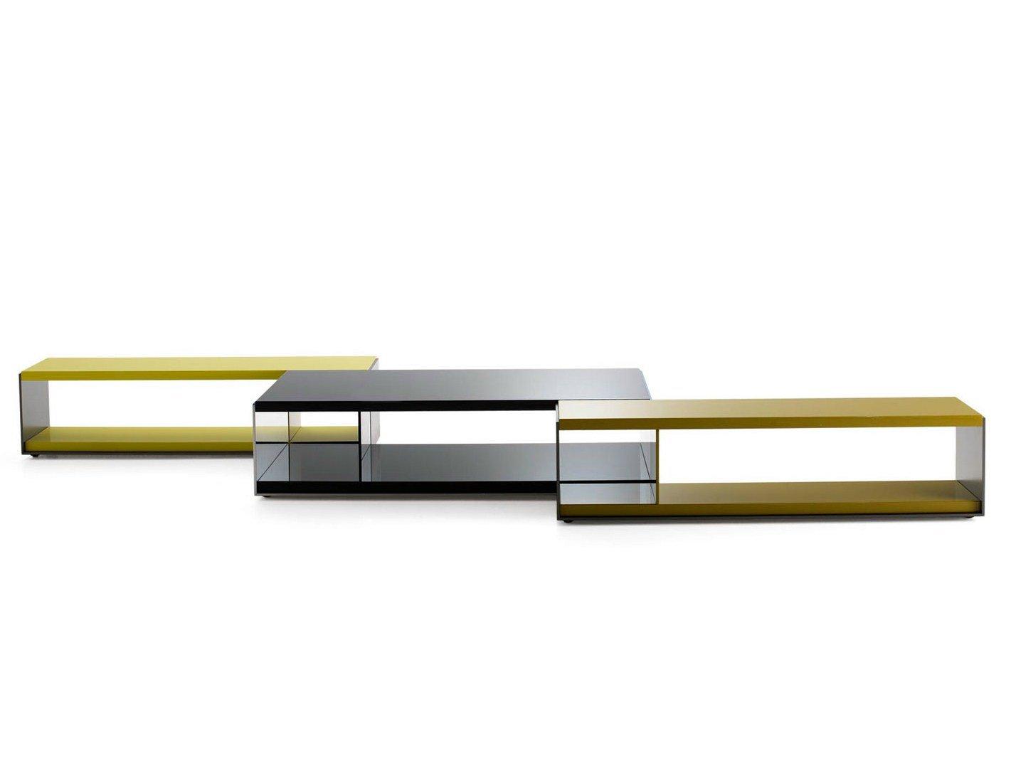 SURFACE Low rectangular wooden coffee table