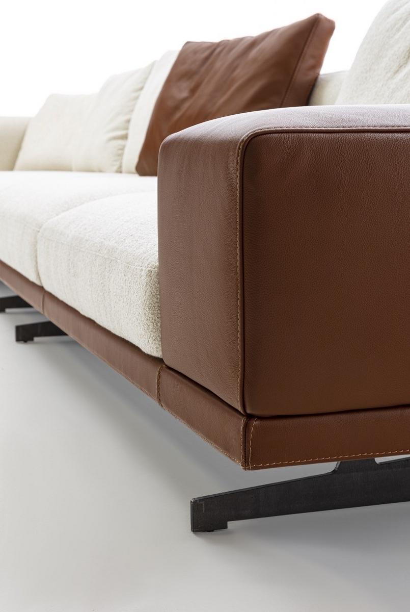 HORIZON Modular fabric sofa with chaise longue
