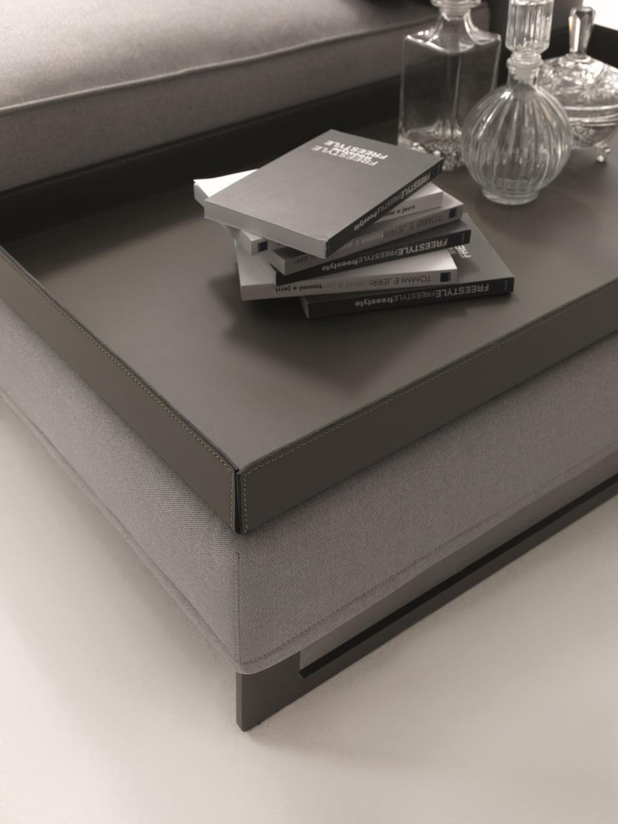 DAVIS TOP FLAT Corner fabric sofa with integrated magazine rack