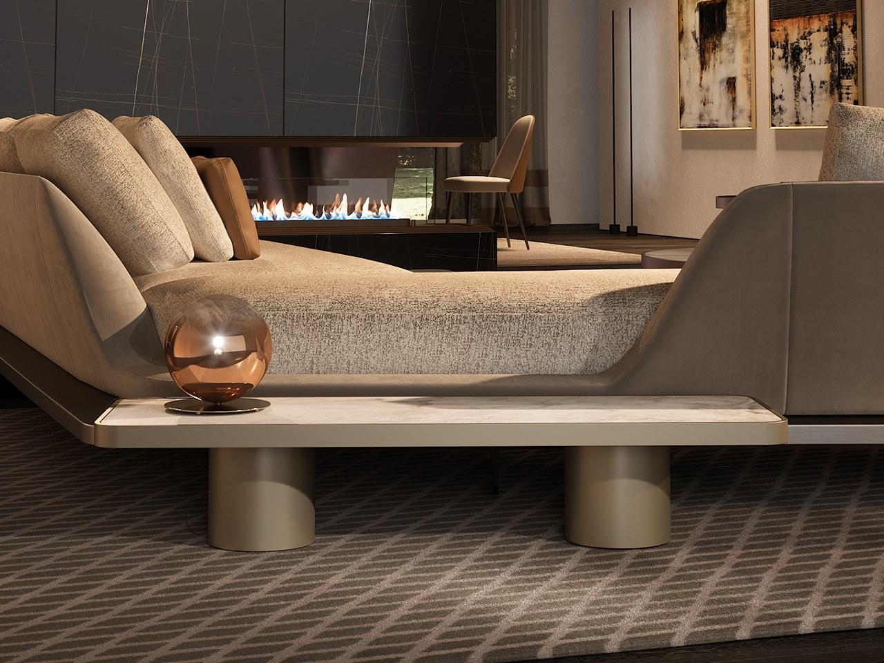 TAU 40 Low wood and glass coffee table