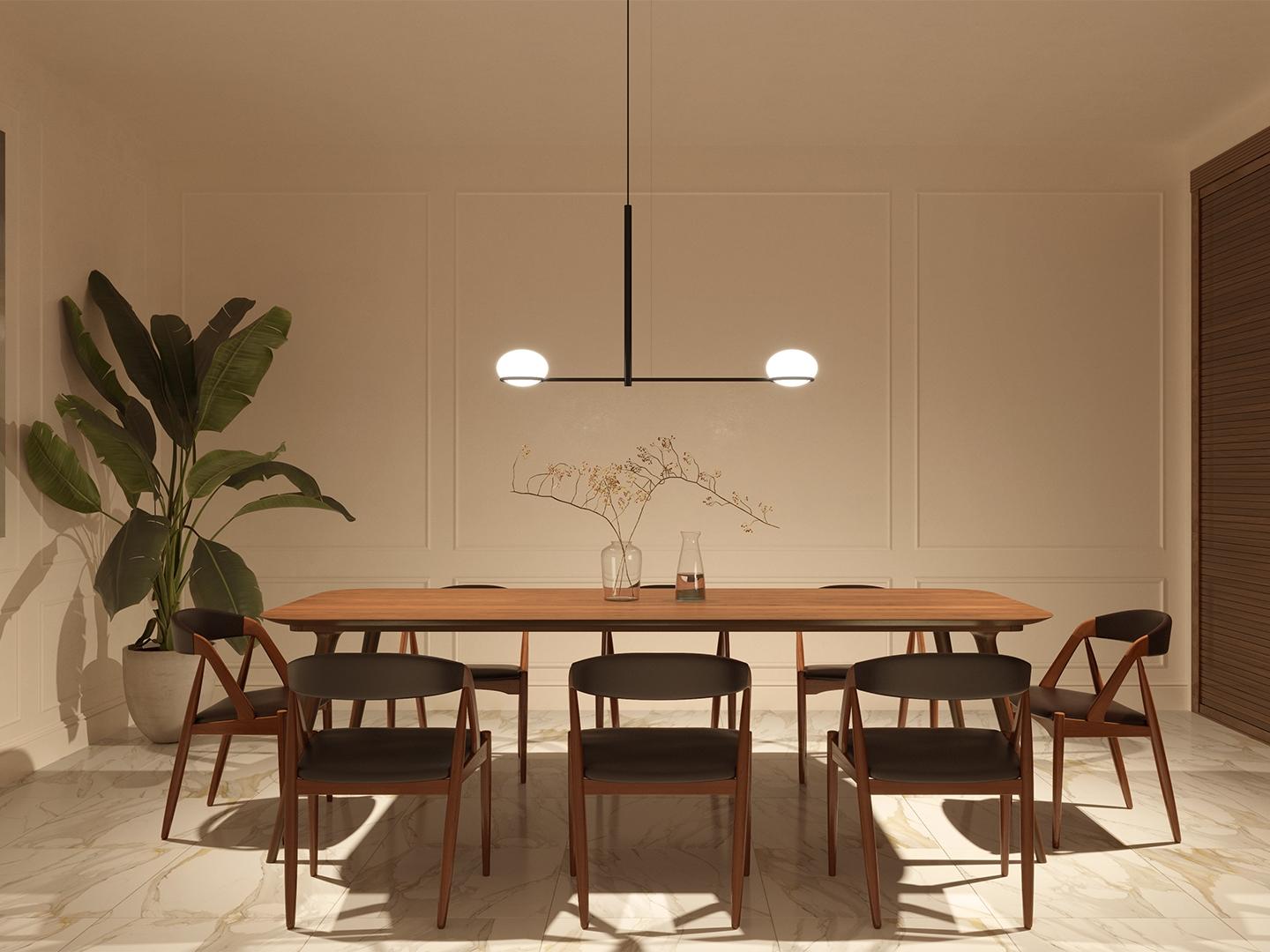 COCO DOUBLE Contemporary style direct-indirect light metal pendant lamp