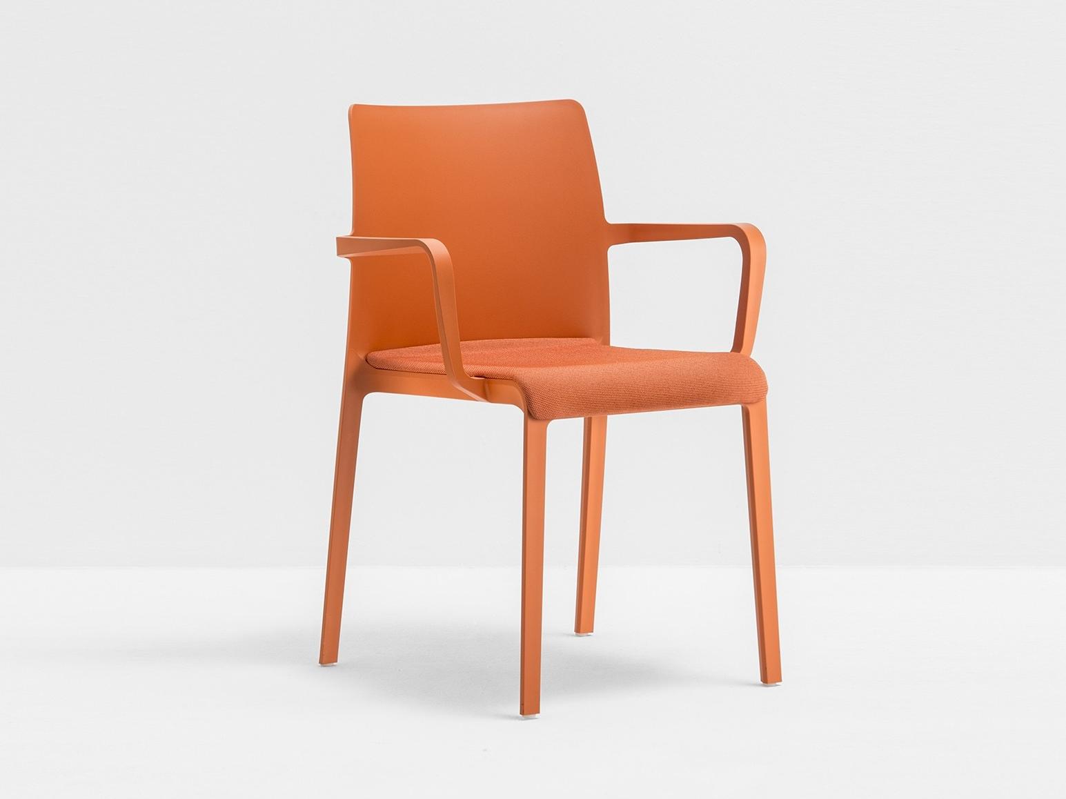 VOLT 674 Stackable plastic chair with armrests