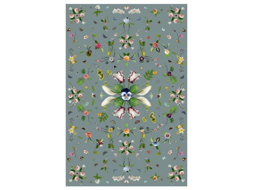 GARDEN OF EDEN GREY Rectangular rug with floral pattern