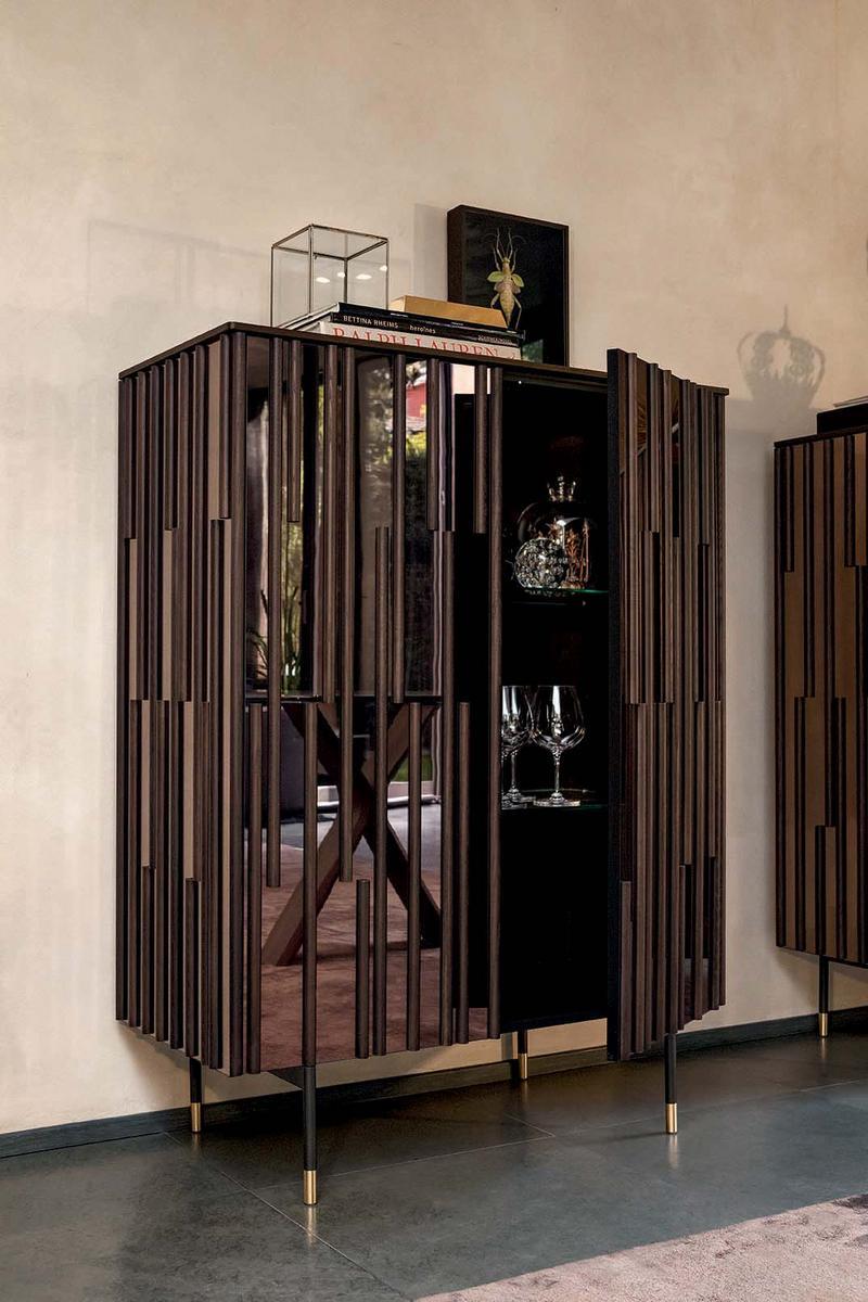 DROPS Wood and glass highboard with doors