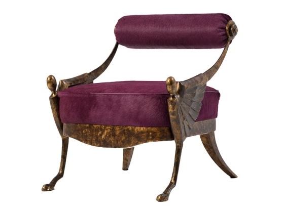 OVER Leather and bronze easy chair