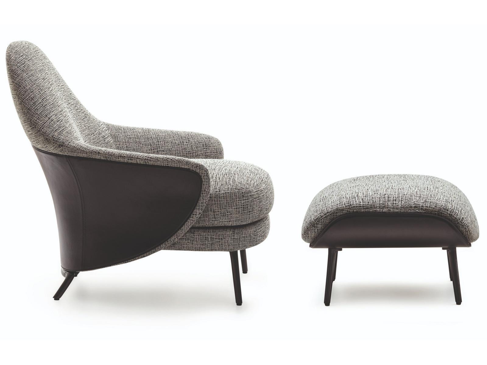 ANGIE Fabric armchair with footstool