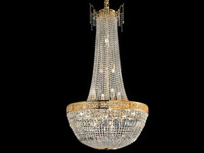 IMPERO & DECO VE 823 20 Direct light incandescent brass pendant lamp with crystals