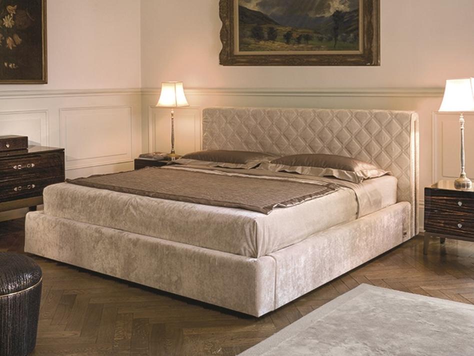 HELMUT Nabuk bed with upholstered headboard