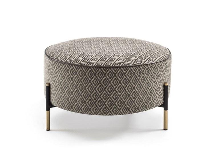 KEVIN Upholstered round fabric pouf
