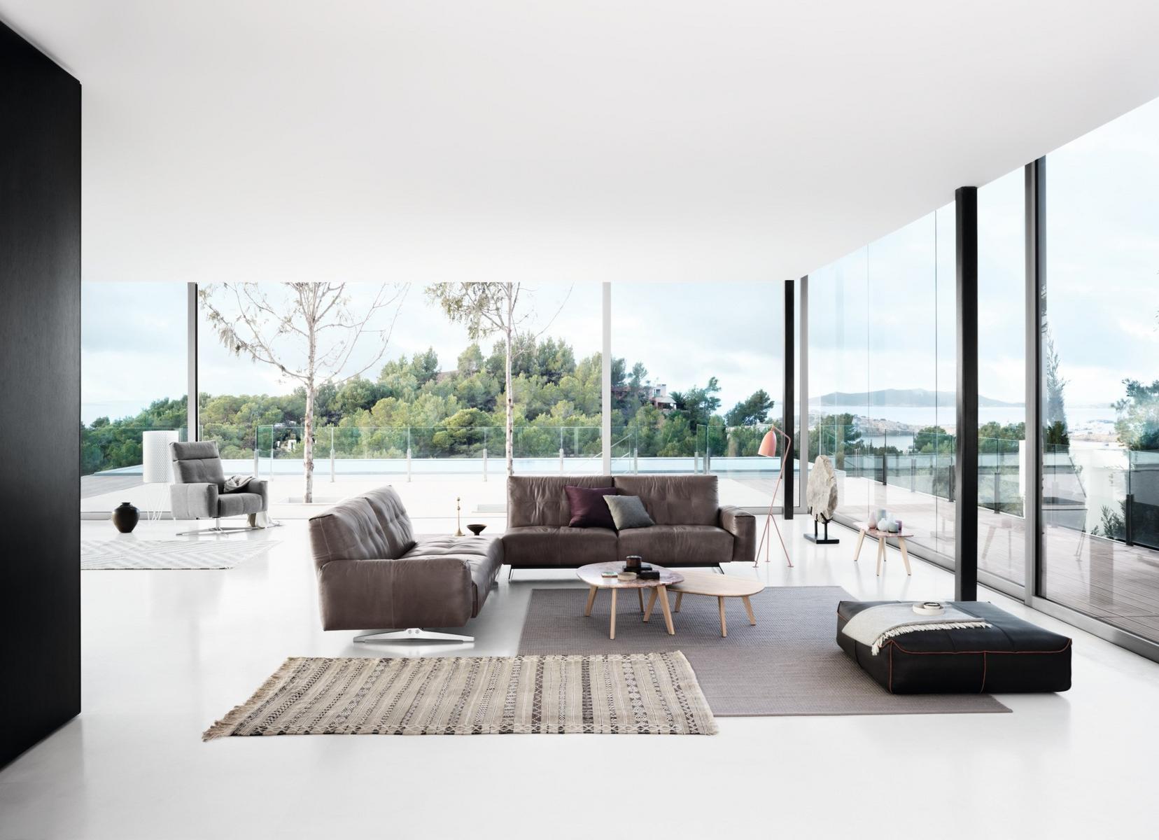 50 Sled base tufted leather sofa