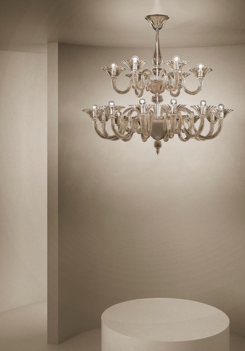 DOLFIN Glass chandelier with crystals