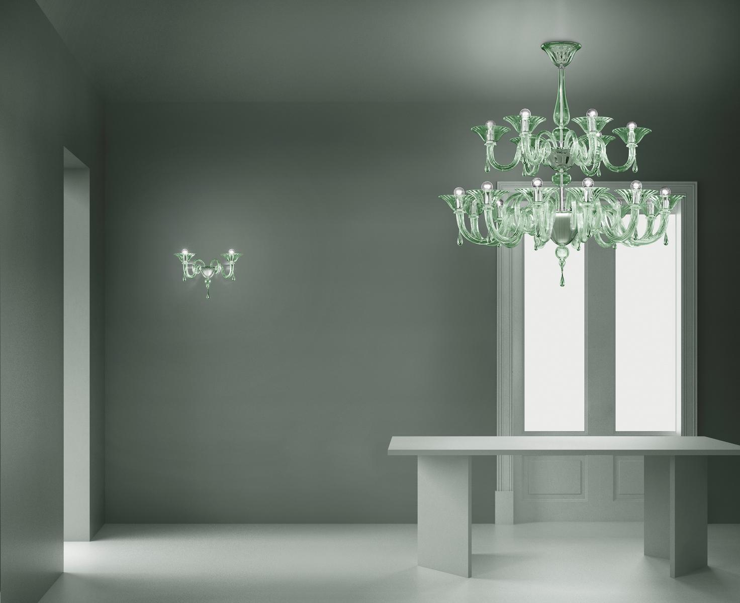 DOLFIN Glass chandelier with crystals