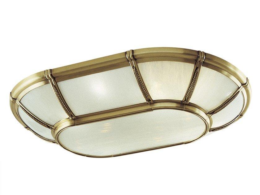 RUBENS 1895/12-PL Antique Brass ceiling light with opal glass