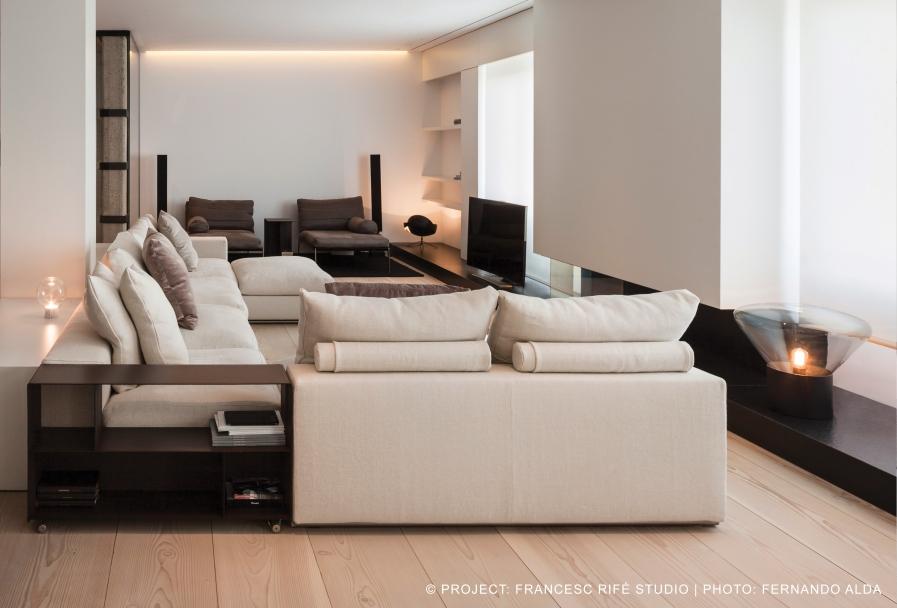 GROUNDPIECE Sectional fabric sofa with storage space