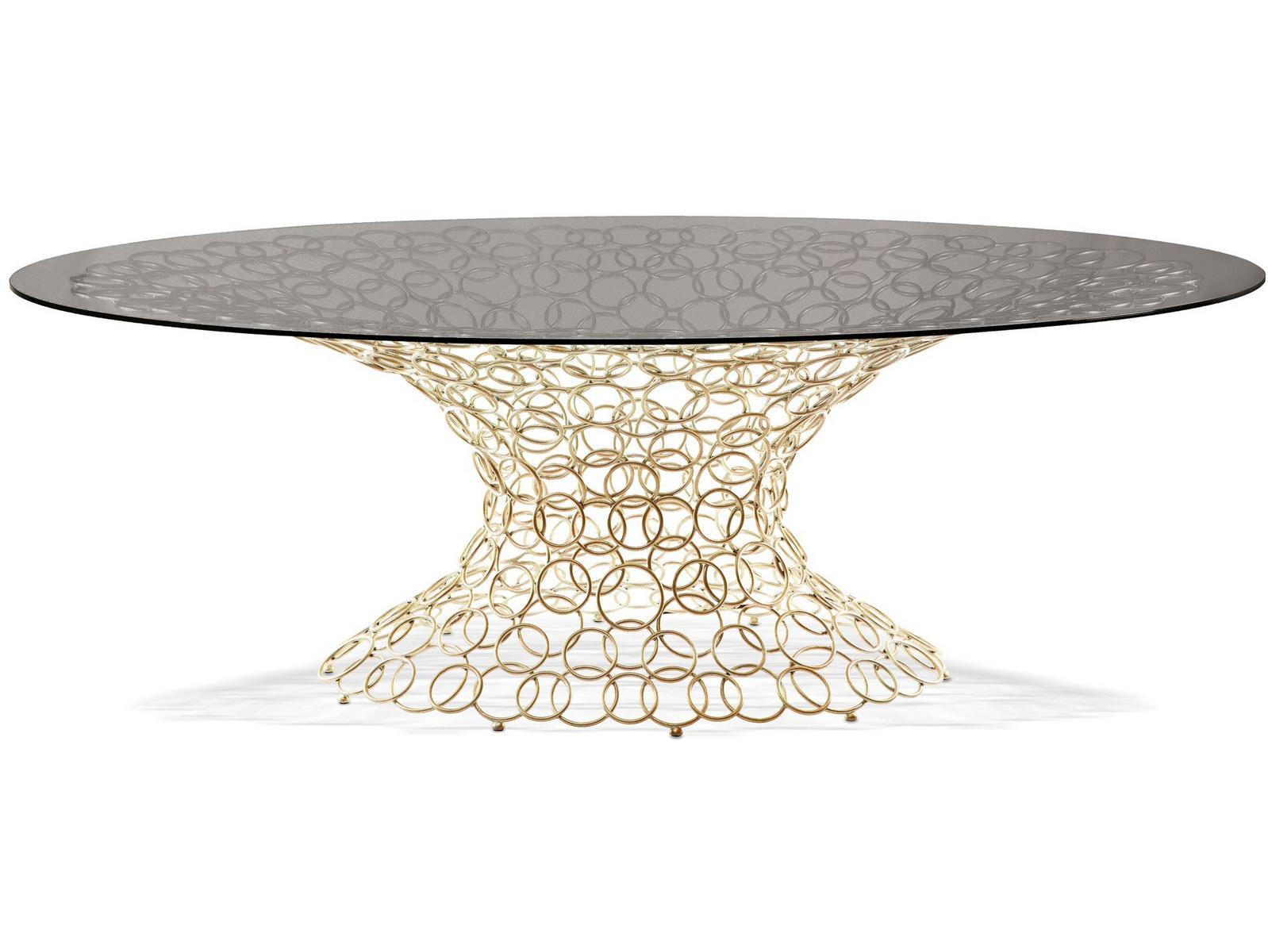 MONDRIAN ART FORM Oval glass table