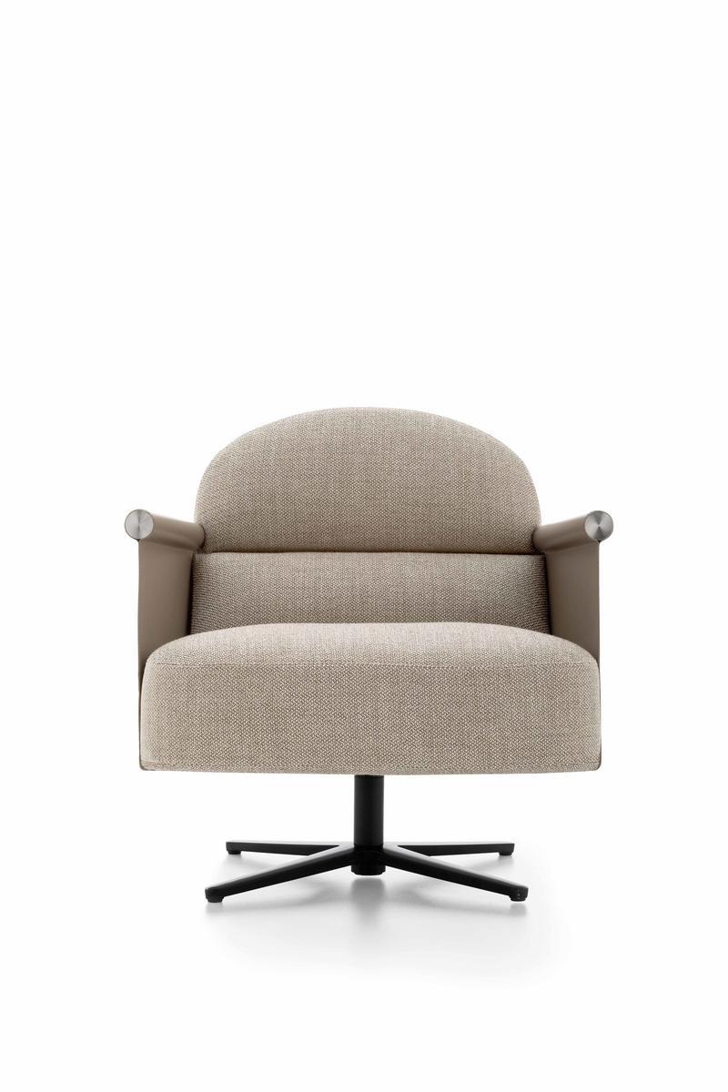 BEYL Swivel fabric armchair with 4-spoke base with armrests