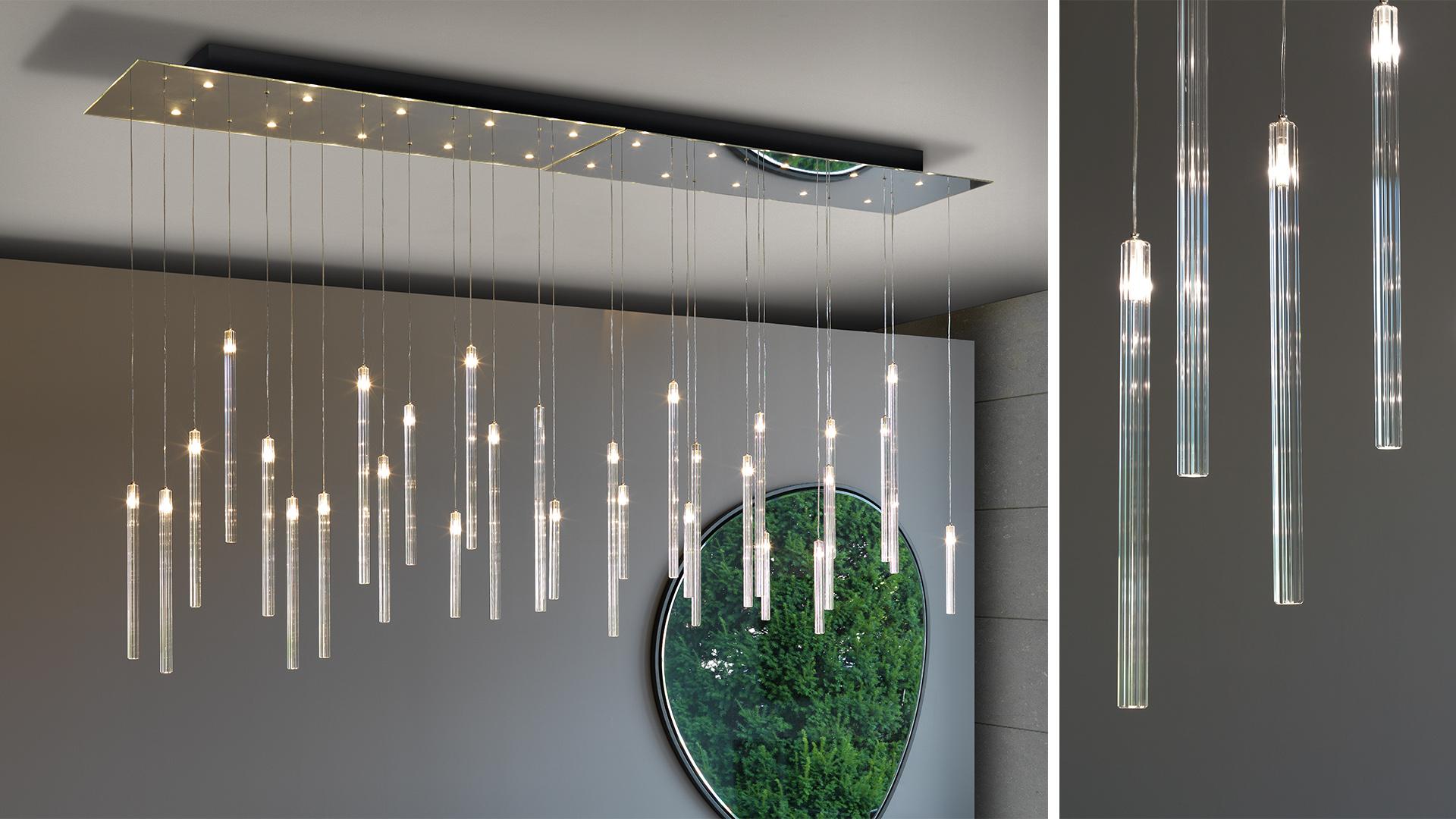 COMETE LED pendant lamp with crystals
