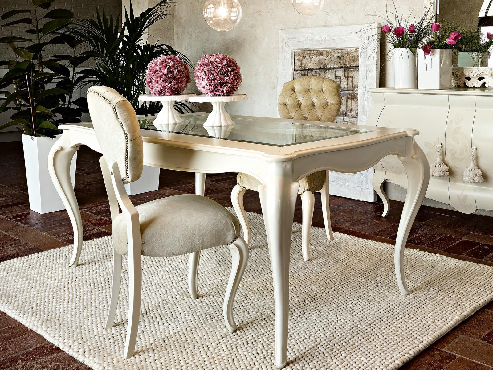 GIULIETTA Wood and glass dining table