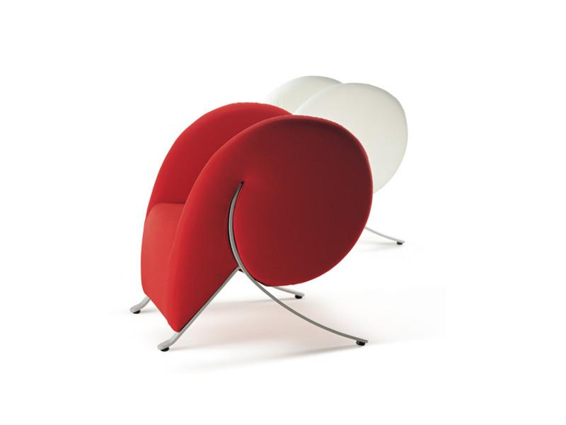 VIRGOLA Upholstered fabric easy chair with armrests