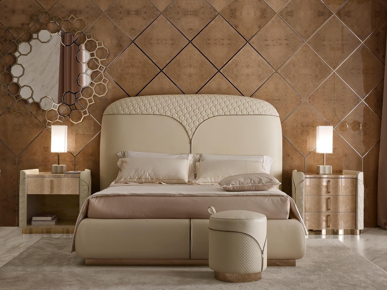ESTER Upholstered double bed with high headboard