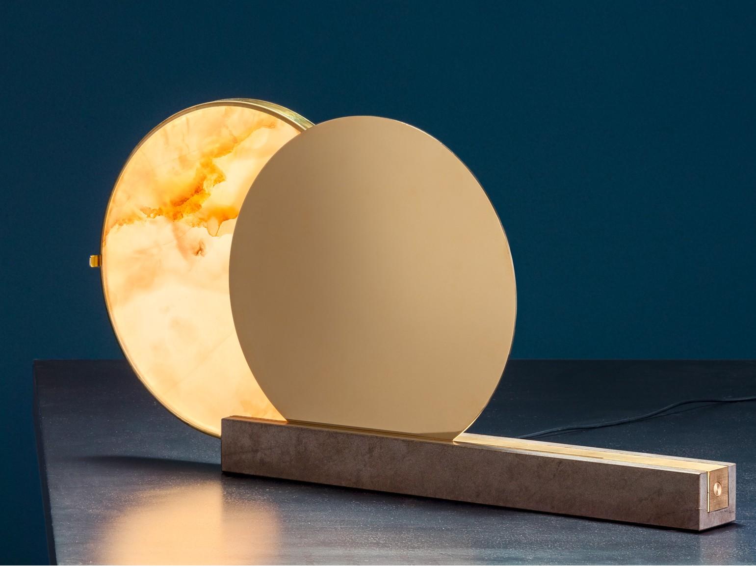 ALCHEMIE T LED alabaster and brass table lamp