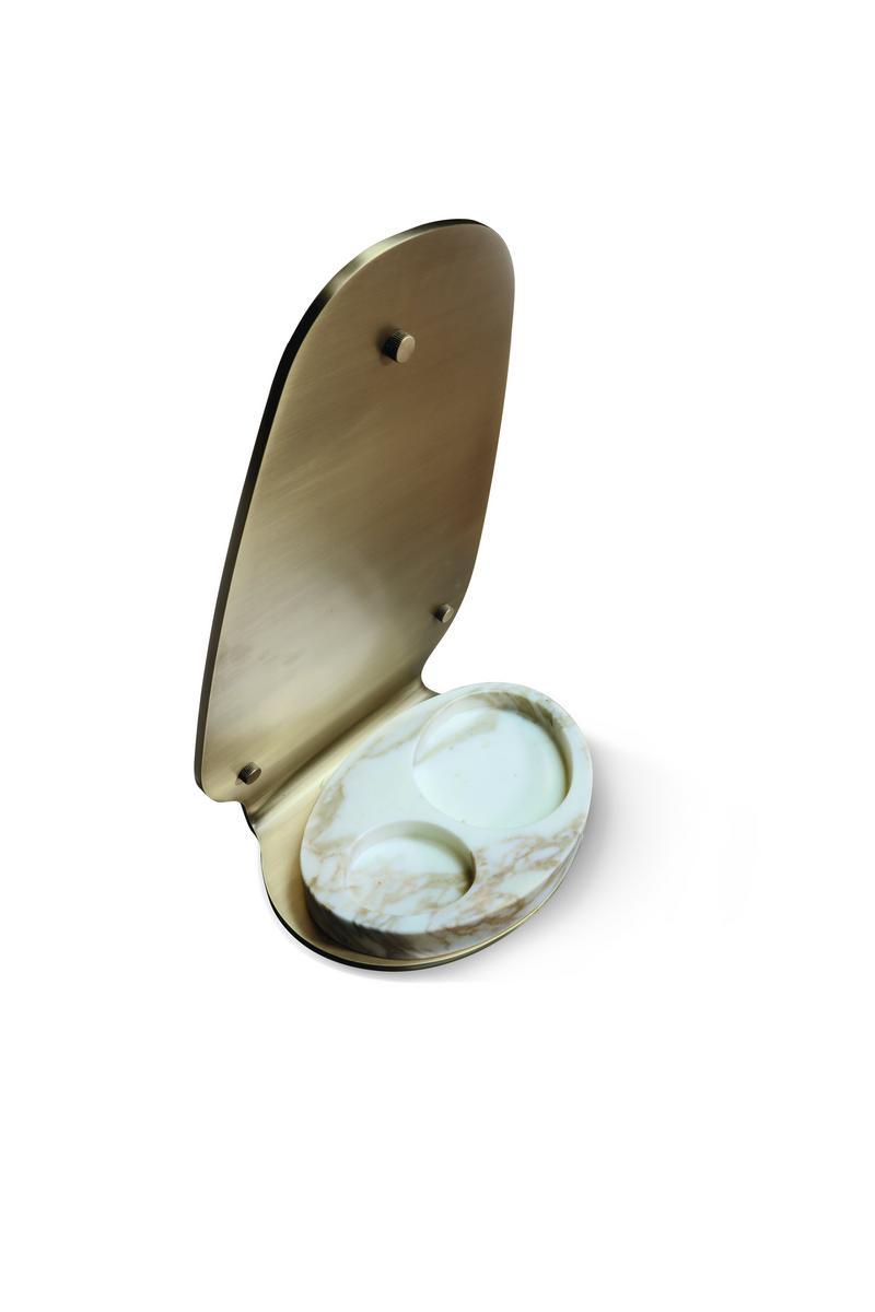 AFRODITE Countertop brass mirror with cabinet