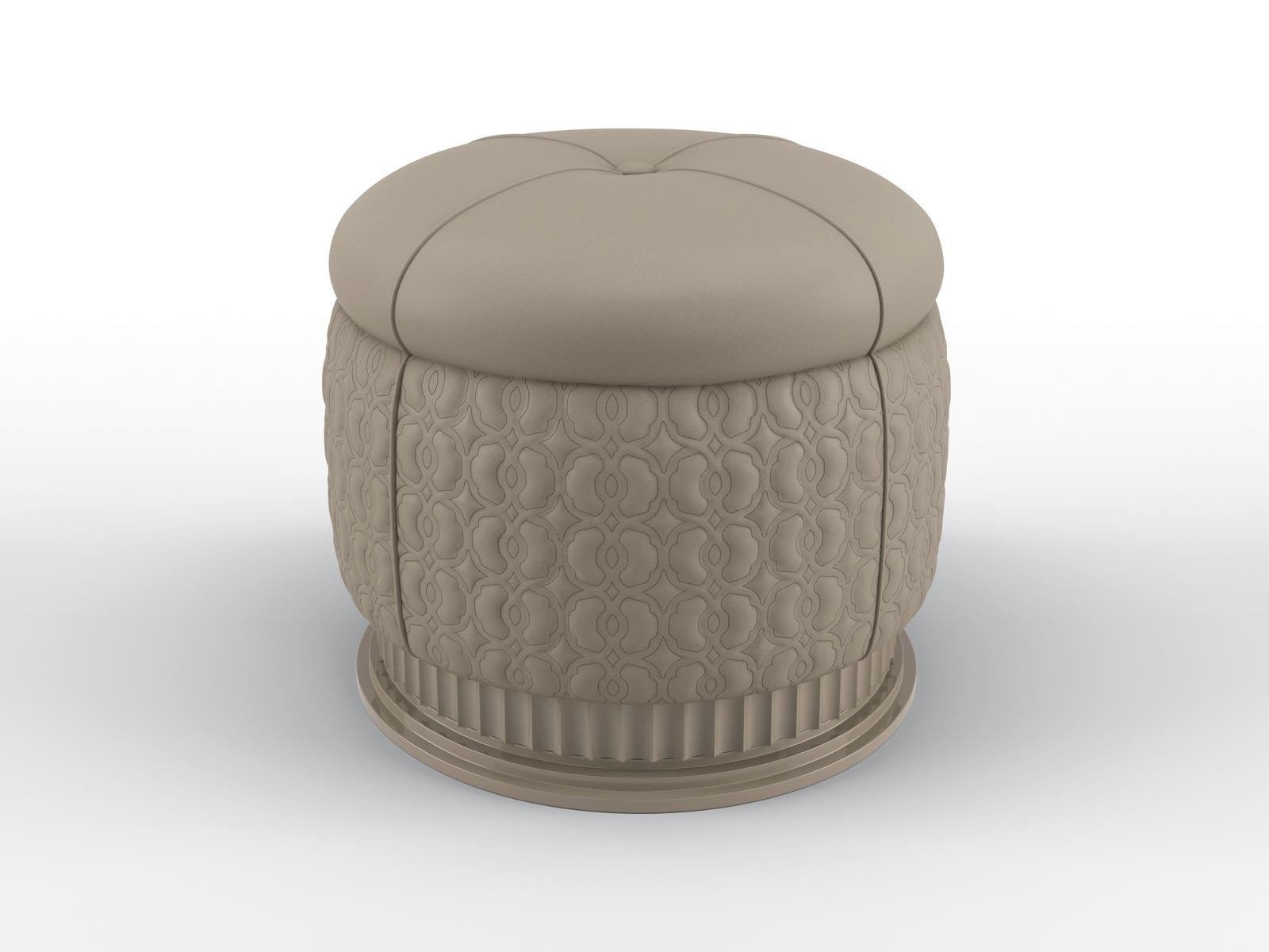 MOON WALT Round leather pouf
