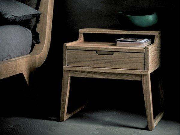 CLOVER Rectangular oak bedside table with drawers