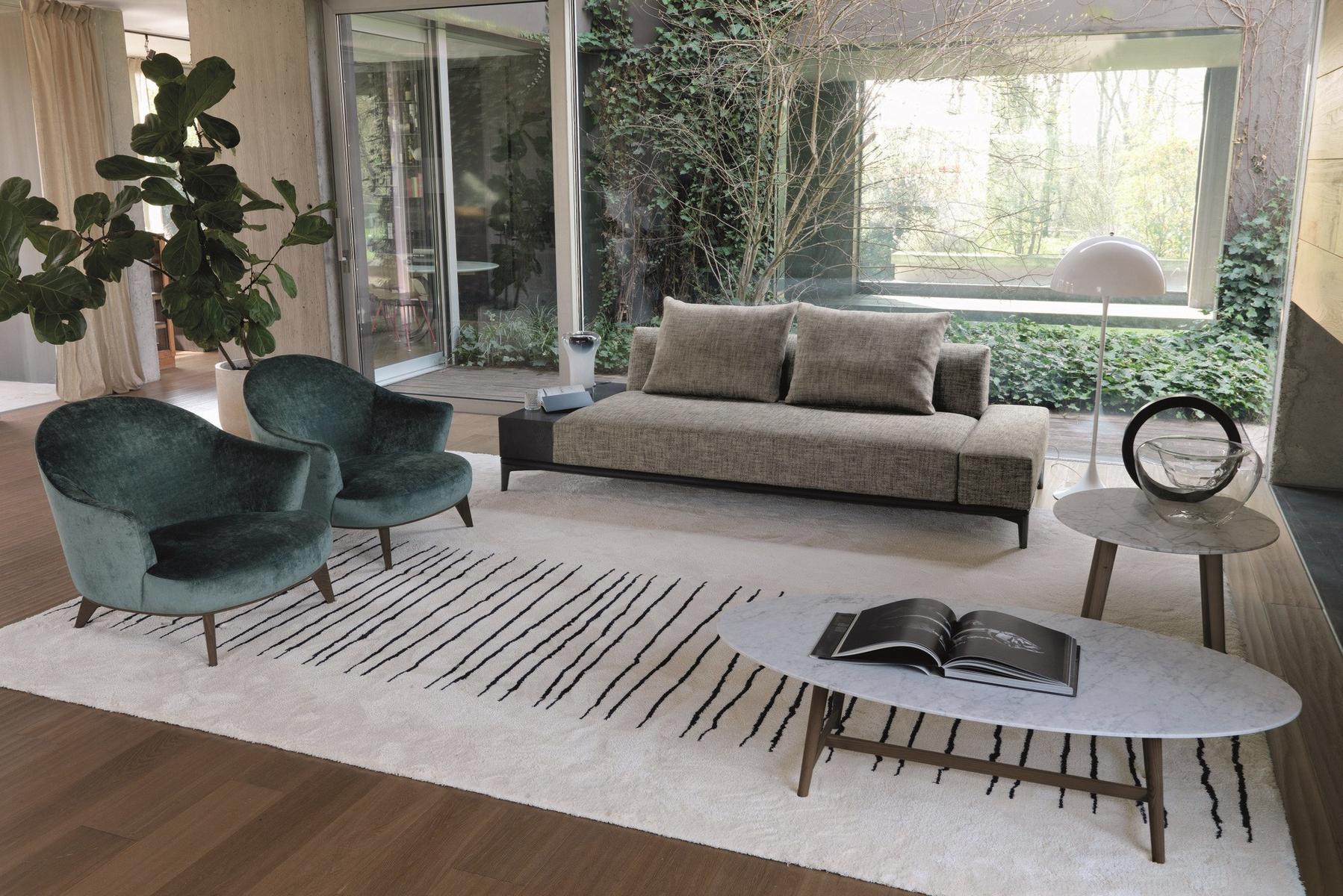 OVERPLAN Sectional fabric sofa with chaise longue