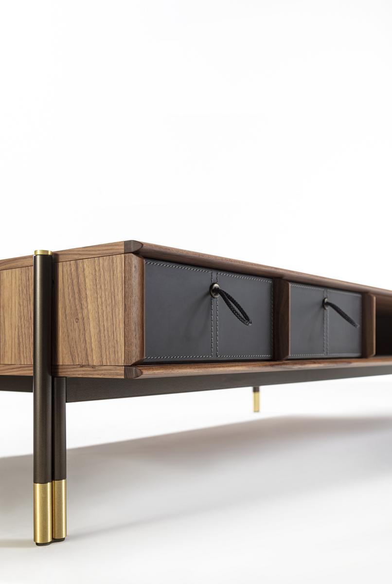 BAYUS Low rectangular coffee table in canaletta walnut