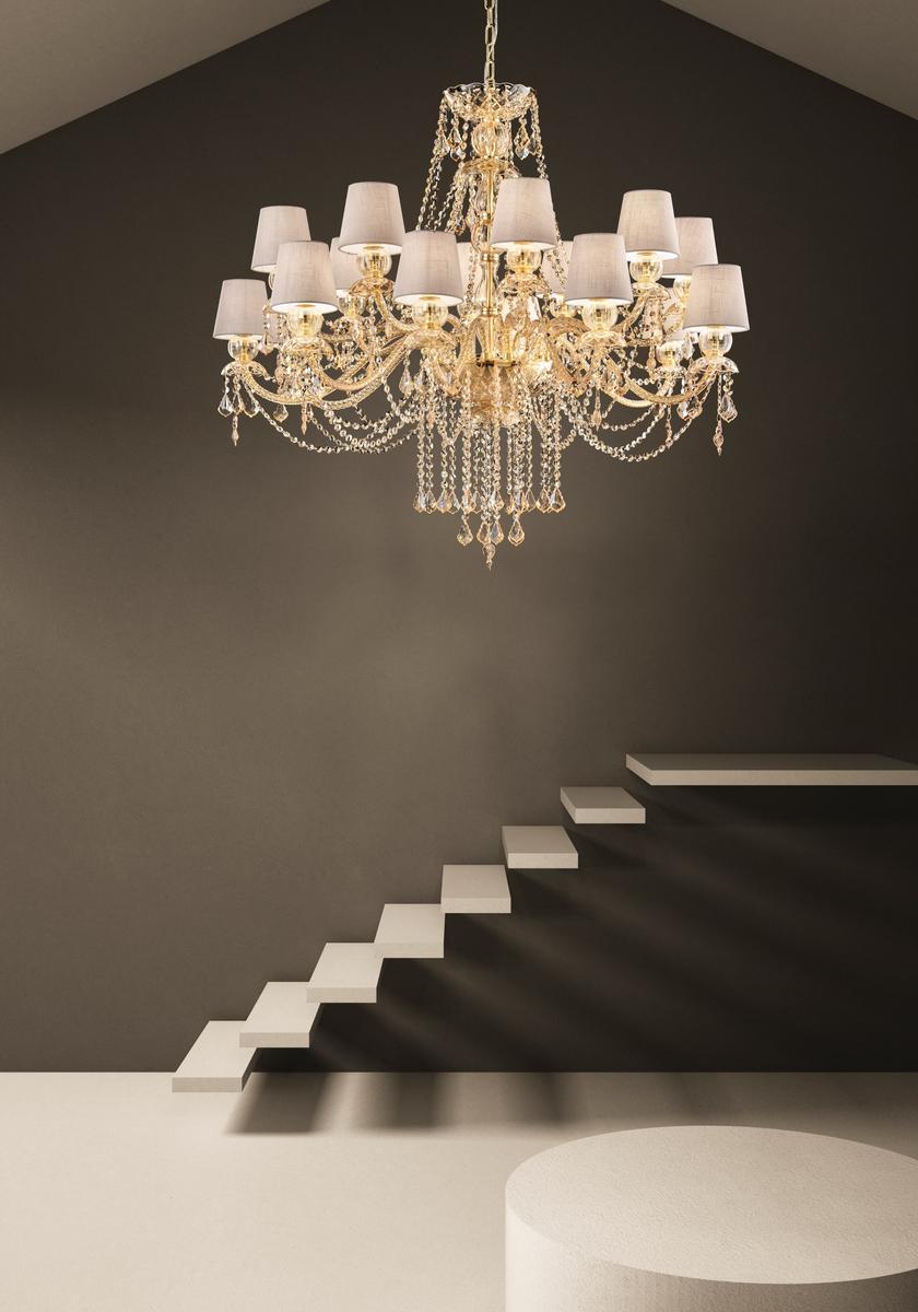 MICHIEL Glass chandelier with crystals
