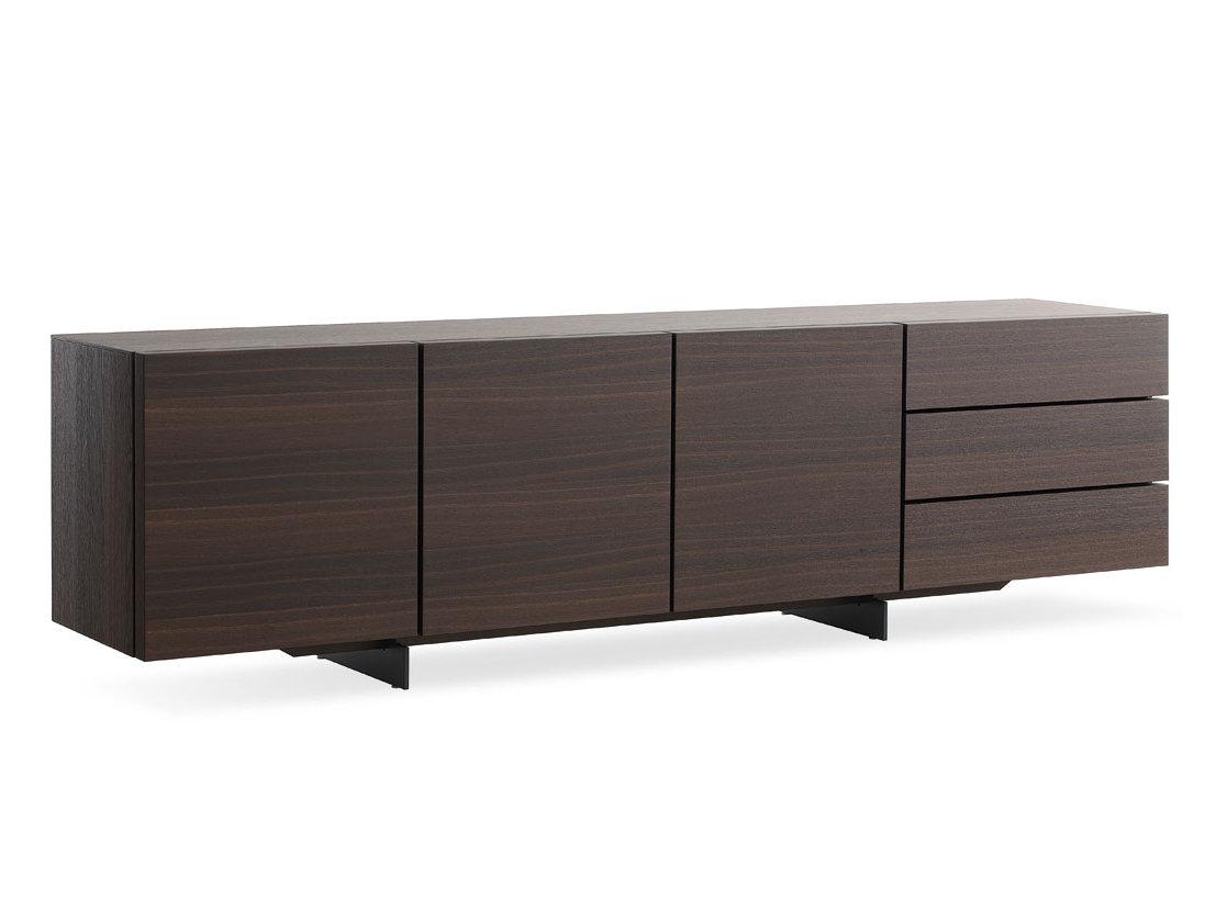 PANDORA Wood veneer sideboard with doors