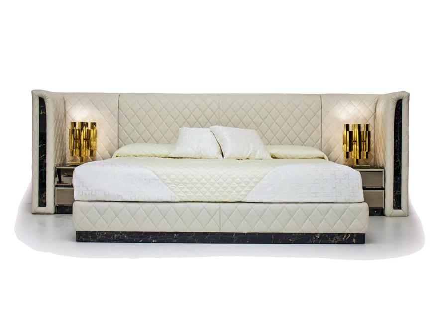 ROYAL Leather double bed with upholstered headboard