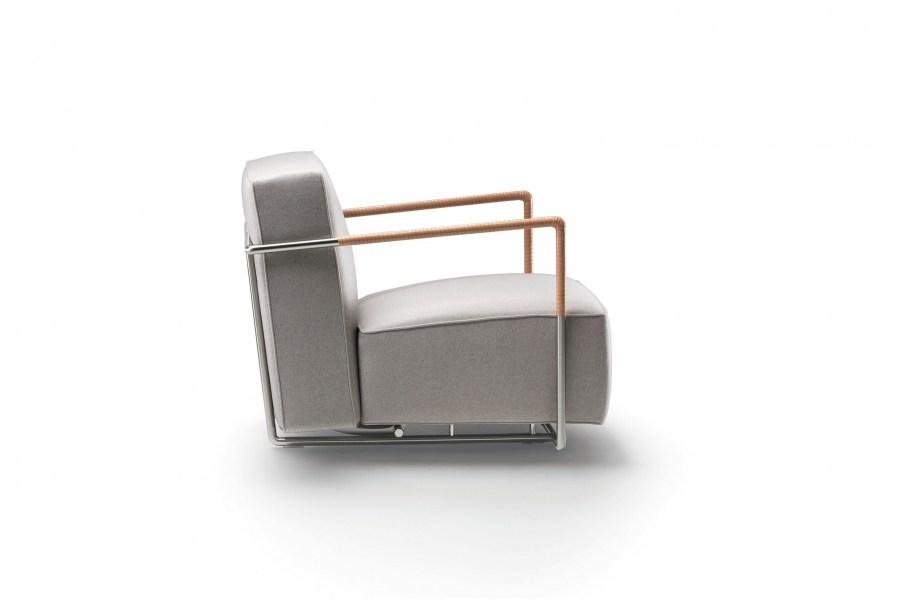 A.B.C. Upholstered recliner leather armchair with armrests