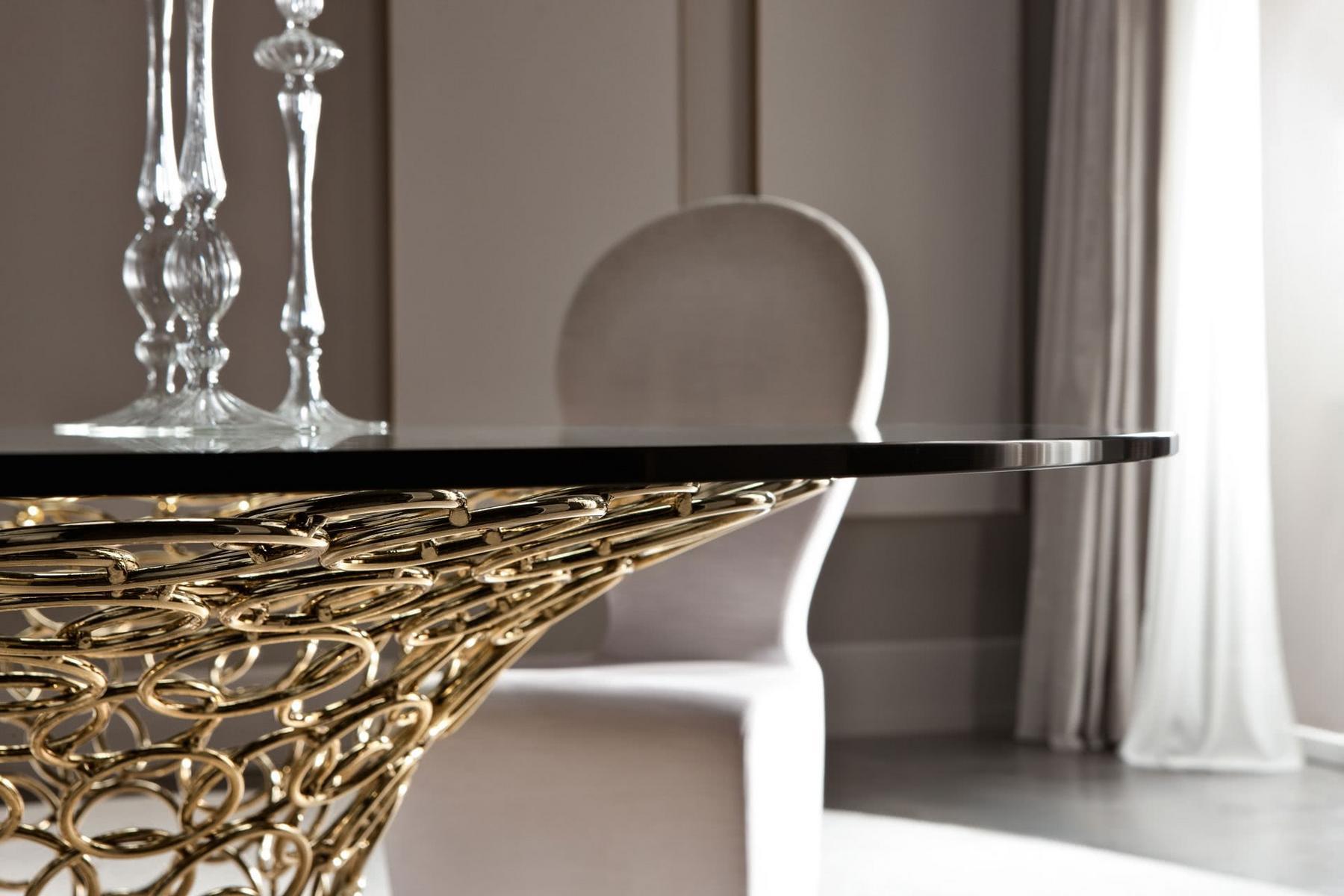 MONDRIAN ART FORM Oval glass table